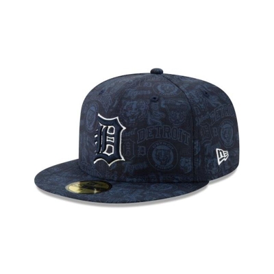 Detroit Tigers Gorra | New Era MLB Sketched 59fifty Fitted Cap Mexico - Azules